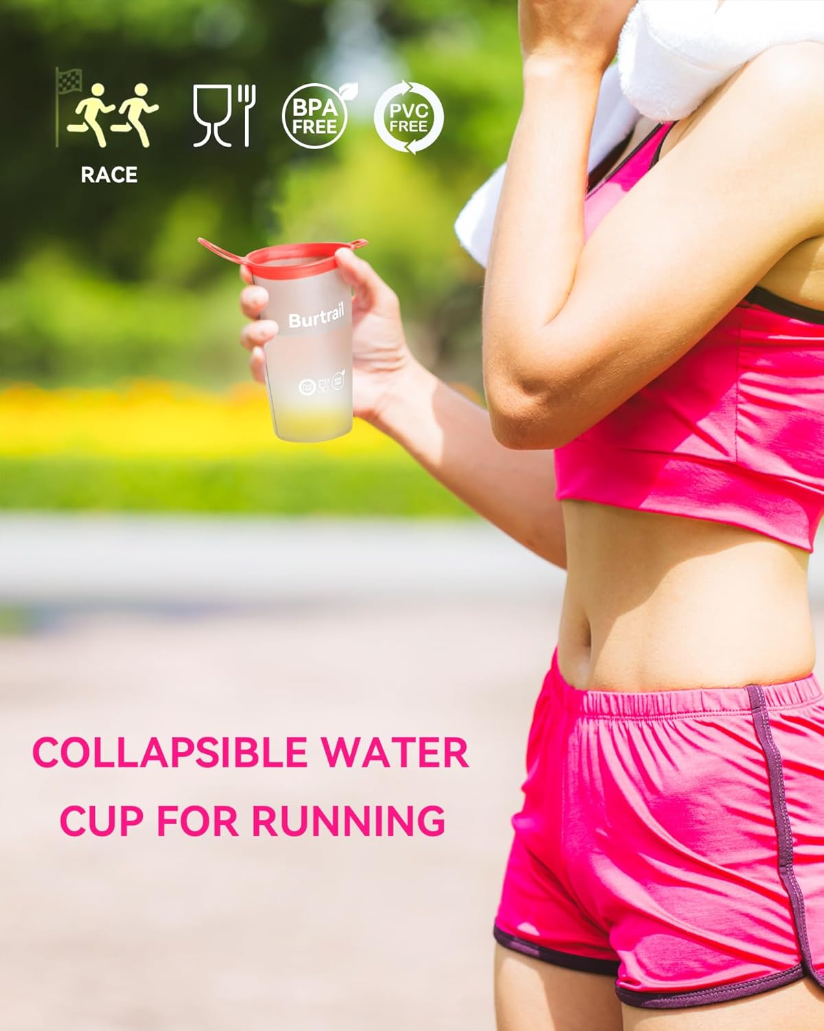 Collapsible Running Water Cup,Ultralight Protable Running Cup for Trail Running,Ultramarathon,Backpacking,Camping-BPA Free,200 ml/6.8 oz-2Pack,Gray