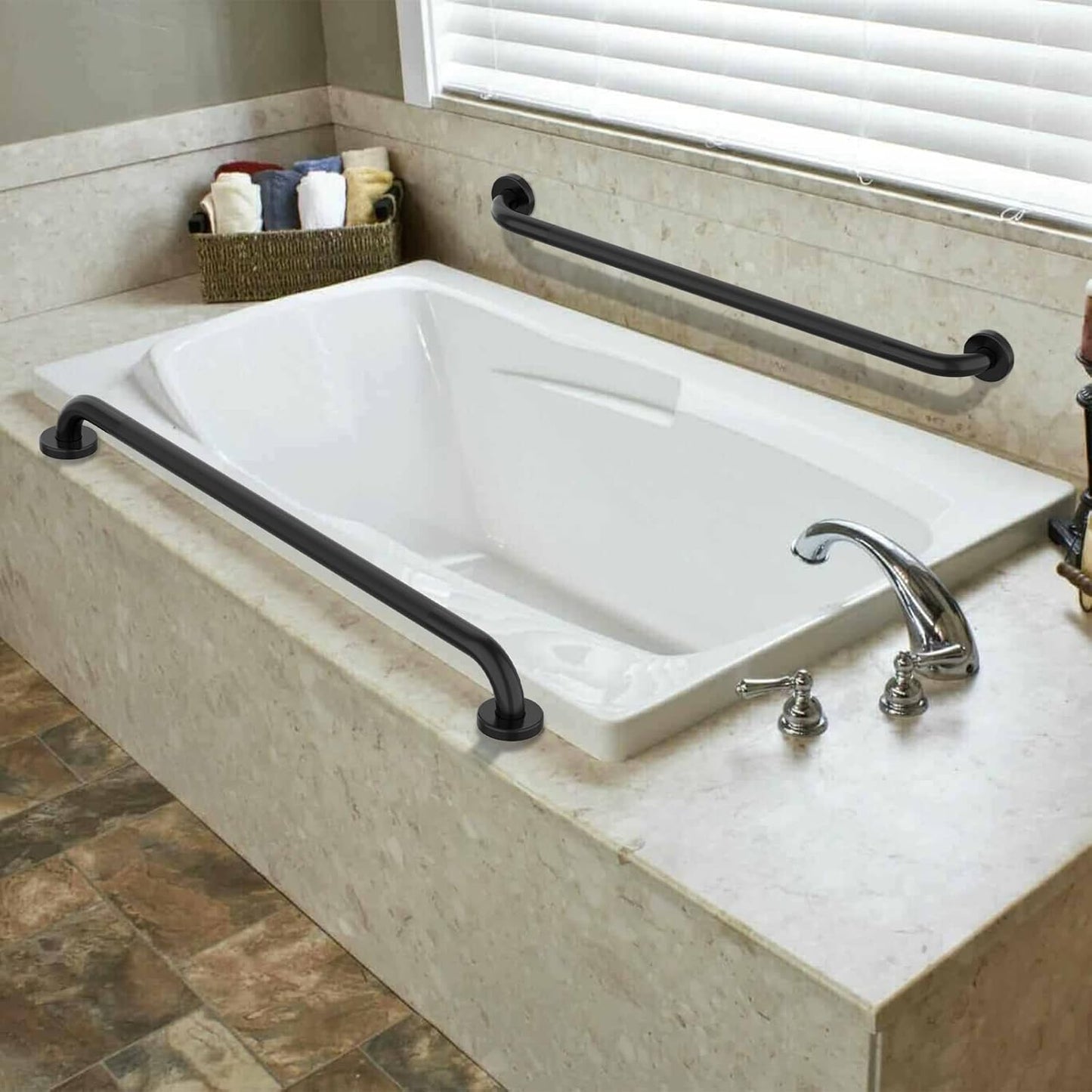 36 Inch Shower Grab Bar Oil Rubbed Black, Munzong Anti Slip Bathroom Grab Bar, Knurled Bathroom Balance Bar,Safety Hand Rail Support Handicap Elderly Injury Senior Assist Bath Handle