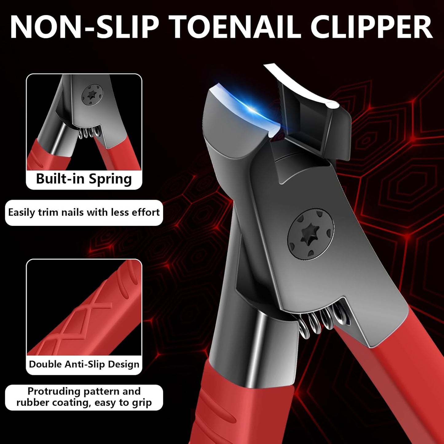 Upgraded Large Nail Clippers for Men, Senior Toenail Clippers with Non-Slip Long Handle and Open Jaw for Thick Toenails