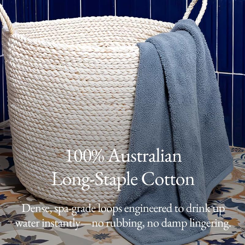 Italic Ultraplush 100% Australian Cotton Hand Towels - Set of 2 Luxury Hand Towels, Ultra Soft and Highly Absorbent 800GSM for Bathroom,Shower, Hotel, and Spa (Glacier)