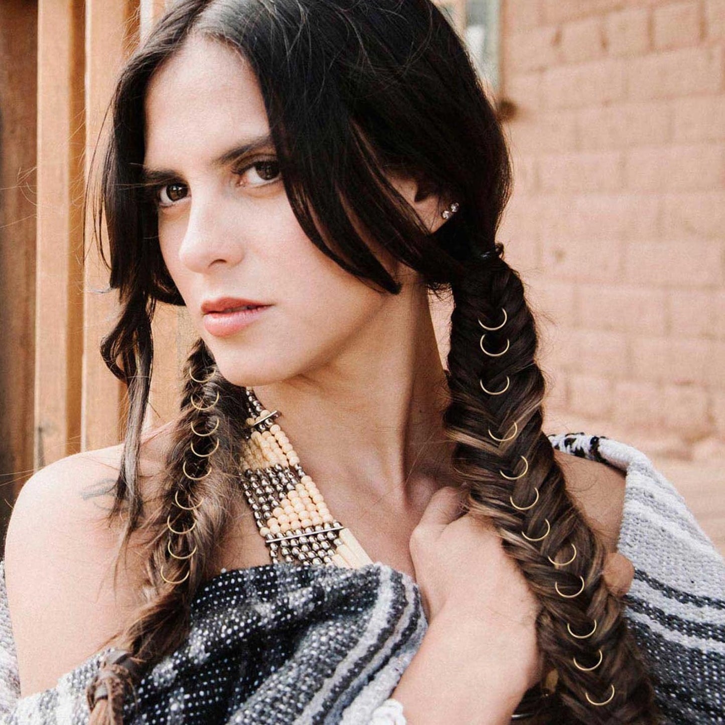 SEVENHEAD 50 Pcs Dreadlock Beads Hair Accessories Circle Rings Adjustable Cuffs Braiding Hair Decoration Clips Metal Hair Decoration for Braids(Gold 1.2mm*18mm)