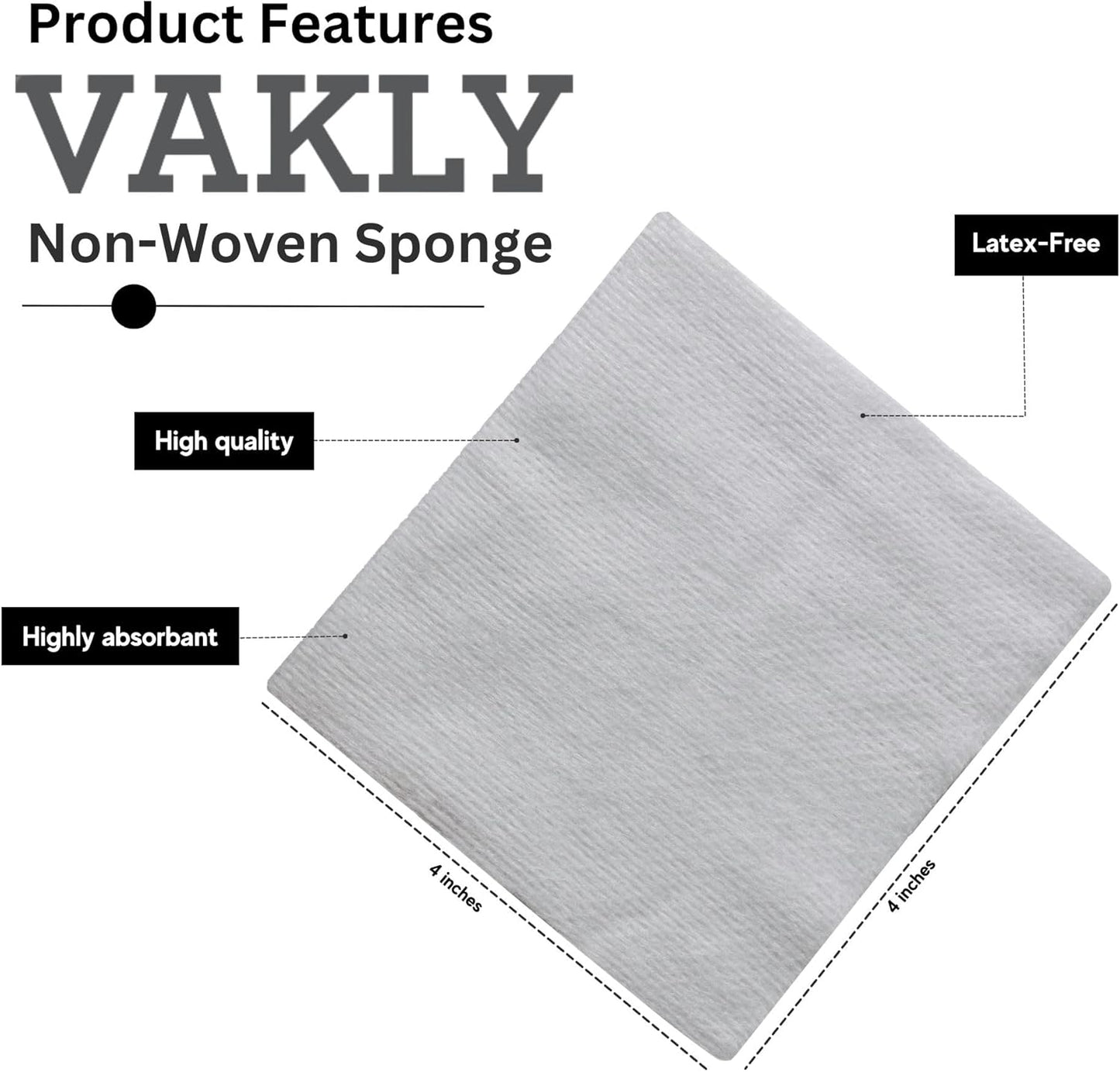 Non-Sterile Gauze Pads - Non-Woven 4 Ply Highly Absorbent Gauze Pad Dressing Sponges- Great for First Aid Medical, Dental and Wound Care, Prepping, Scrubbing & Cleaning (4x4 (200 Count))