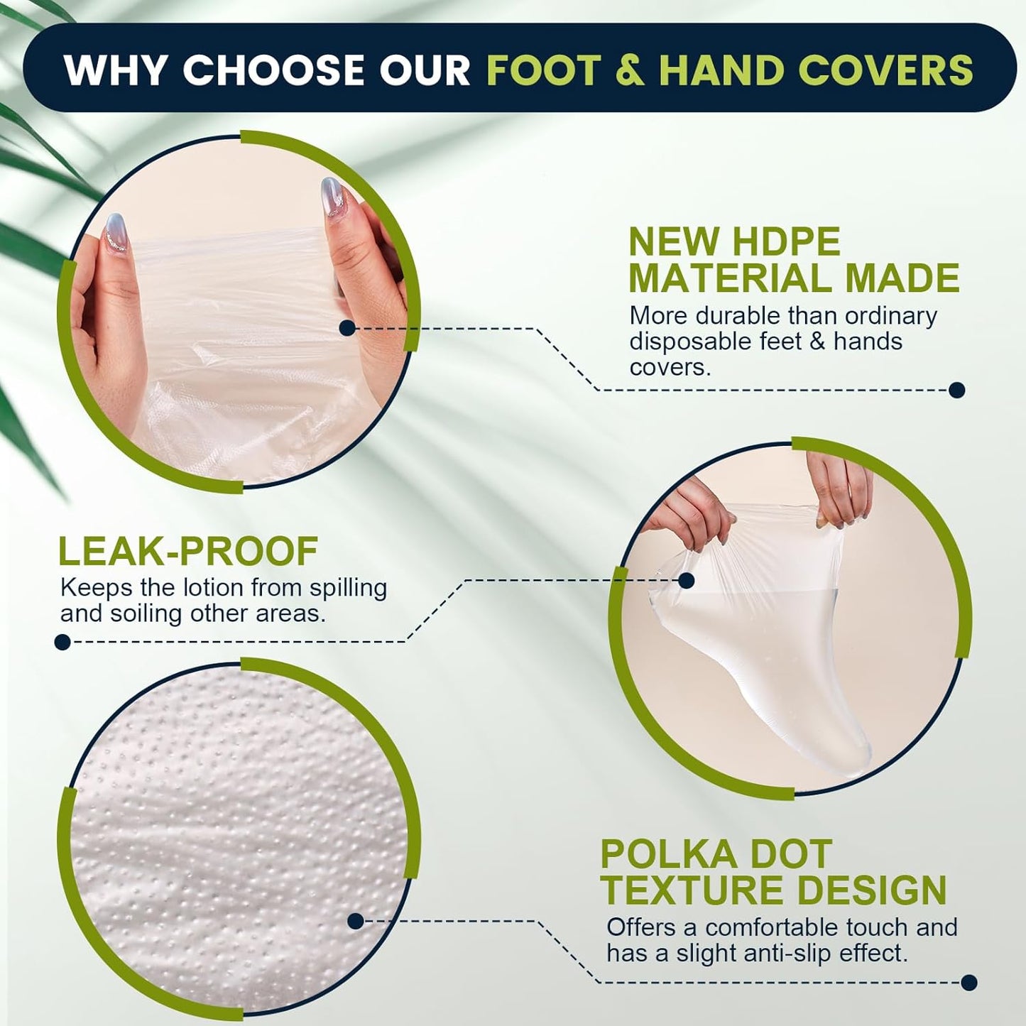 200PCS Disposable Hand & Foot Mask Set, 100P Hand Masks + 100P Foot Masks with Stickers, Leak-Proof Moisturizing Covers for Paraffin Therapy & at-Home Skin Care (Feet Fit up to US 13)