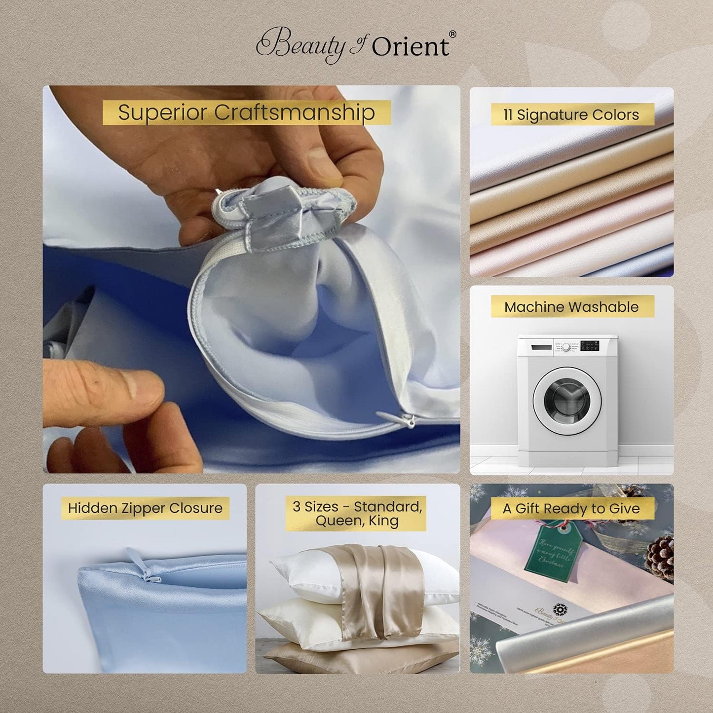 19 Momme Premium Mulberry Silk Pillowcase for Hair and Skin | Handcrafted Hypoallergenic & Anti-Acne 100% Silk Pillow Cases with Zipper | Queen - 20" x 30", Bedrock