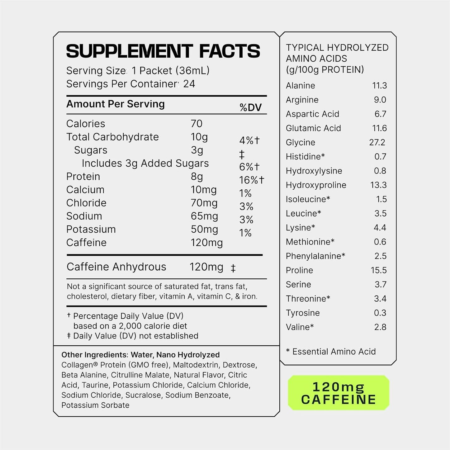 Frog Fuel Power Energized Protein Shot, 15g Protein Nano-Hydrolyzed Grass Fed Collagen, 120mg Caffeine, Fat & Sugar Free, 22 Amino Acids, 0 Carbs, Berry, 1 oz Packets, 24 Pack