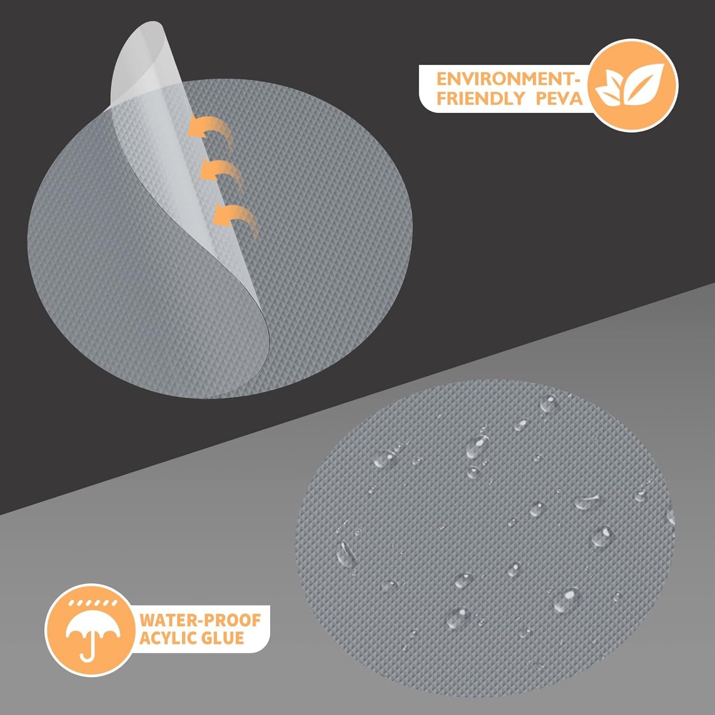 Non Slip Bathtub Stickers, 24 PCS Shower Stickers for Safety Bathroom Tubs, Bathtub Non Slip Stickers and Adhesive Decals Scraper for Bath Tub, Shower Floor, Stairs, Ladders(Round Shape, Grey)