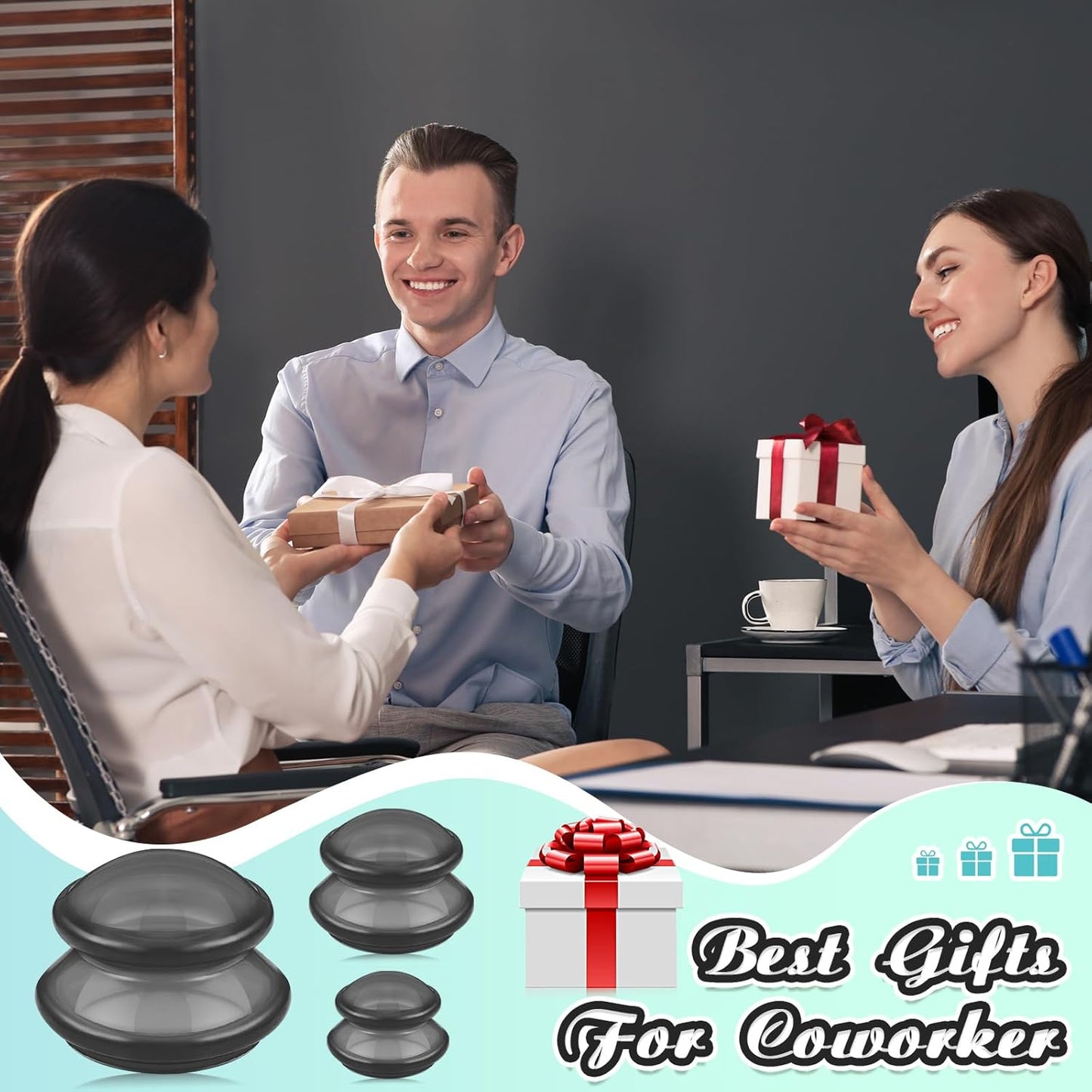 TrelaCo 6 Pcs Cupping Kit for Massage Therapy 3 Sizes Silicone Cupping Set Chinese Massage Therapy for Studio Household Cellulite Joint Pain Muscle Pain(Clear Black)