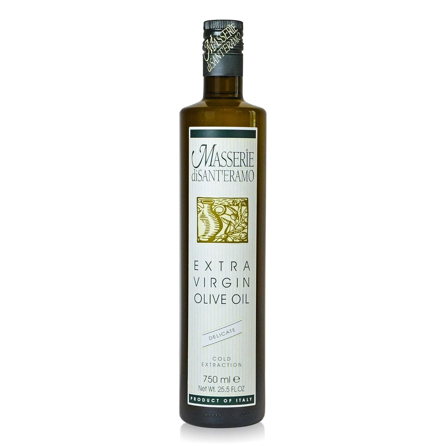 Delicate Italian Extra Virgin Olive Oil Cold Pressed - Light Olive Oil for Cooking and Frying, Imported from Italy - Masserie di Sant'Eramo - 25.5 Fl Oz (Pack 1)