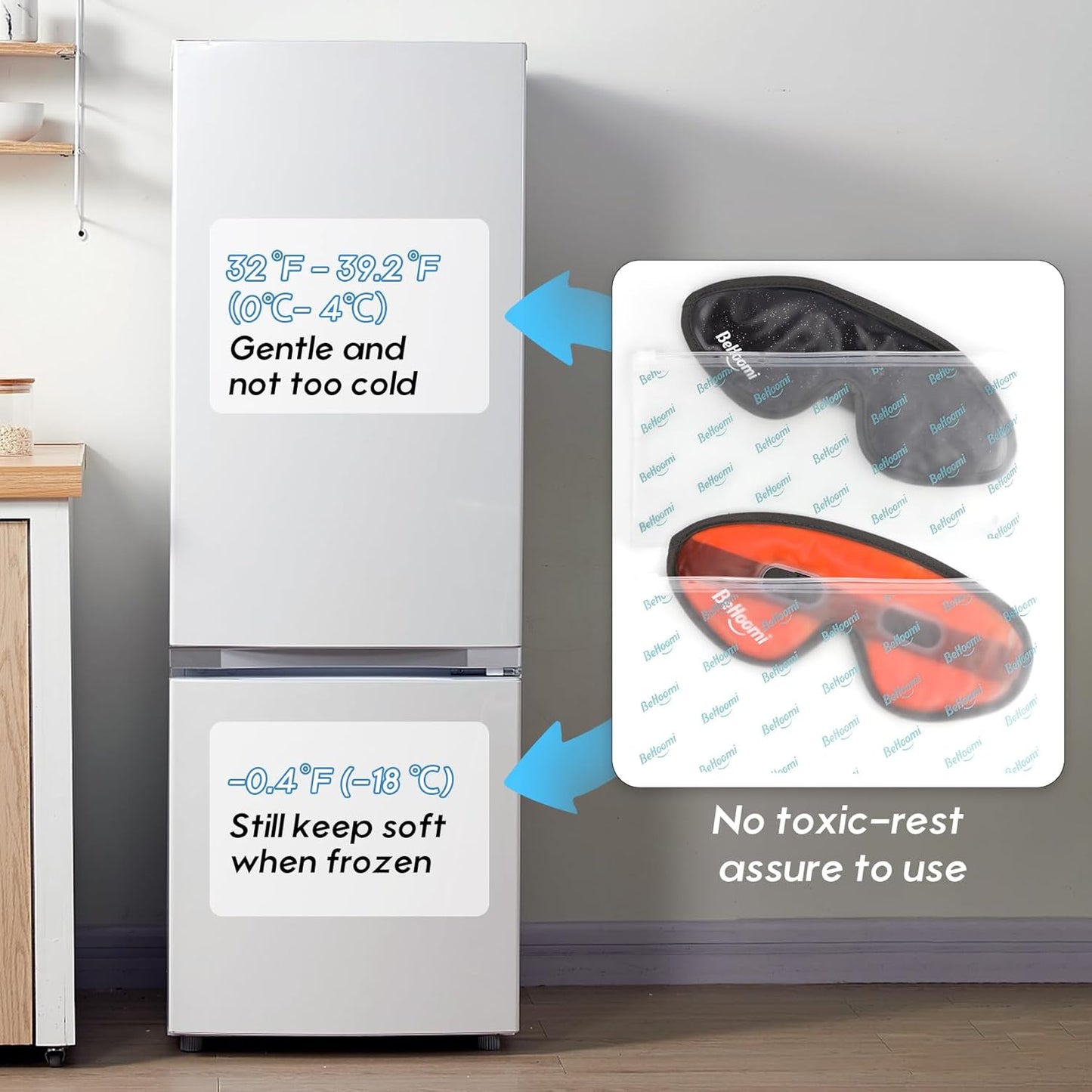 2Packs Cooling Eye Masks, Ice Eye Mask Cold Compress for Eyes, Reusable Cold Gel Eye Mask for Eye Relaxation, Comfort Snug Fit, Eye Cover for Home, Office, Black & Orange