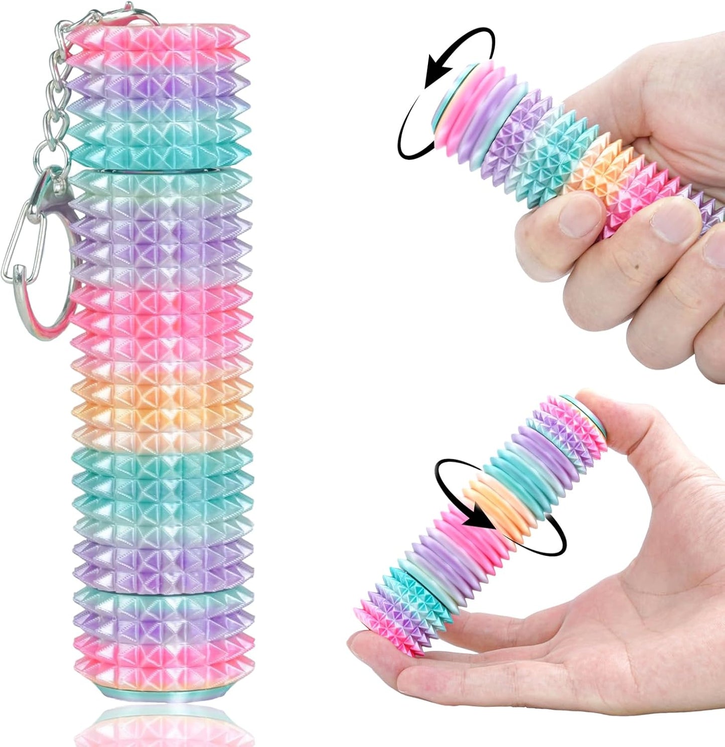 Fidget Roller Adults Teens Sensory Little Stim Gadget for Anxiety Relief Mild Ouchie,Desk Focus Tool Portable Hand Spinner Gifts Idea White Elephant Stocking Christmas(Rainbow,Full Grip)