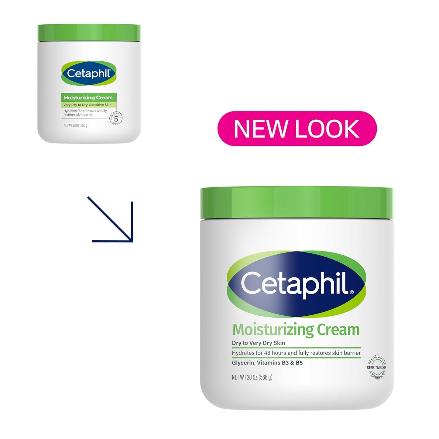 Cetaphil Face & Body Moisturizer, Hydrating Moisturizing Cream for Dry to Very Dry, Sensitive Skin, NEW 20 oz, Fragrance Free, Non-Comedogenic, Non-Greasy (Packaging May Vary)