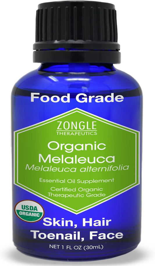 Organic, Tea Tree, Melaleuca, Oil, Food Grade – 100% Pure, Tea Tree Essential Oil, by Zongle Therapeutics, 1 OZ