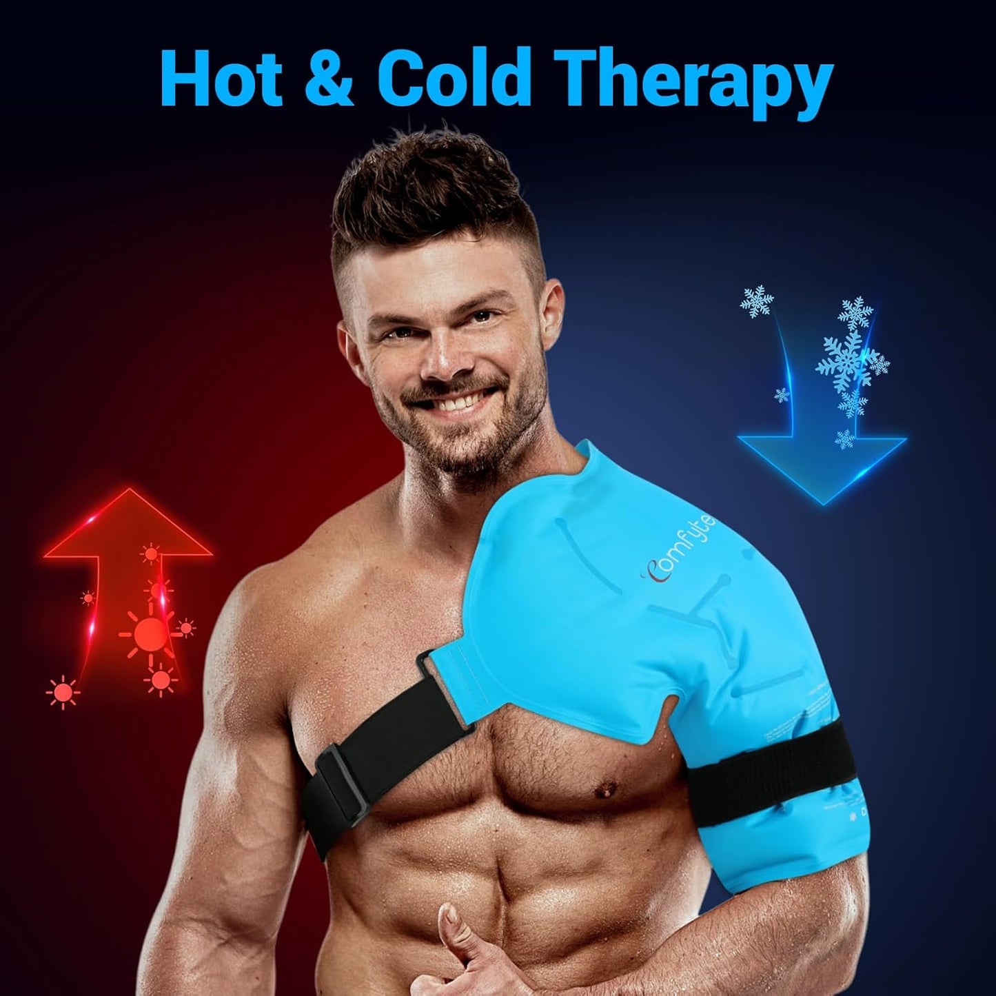 Comfytemp Shoulder Ice Pack Rotator Cuff Cold Therapy Wrap, FSA Eligible, Gel Ice Packs for Injuries Reusable, Instant Cold Compress Shoulder Brace for Pain Relief, Surgery Recovery Item Gift (Large)