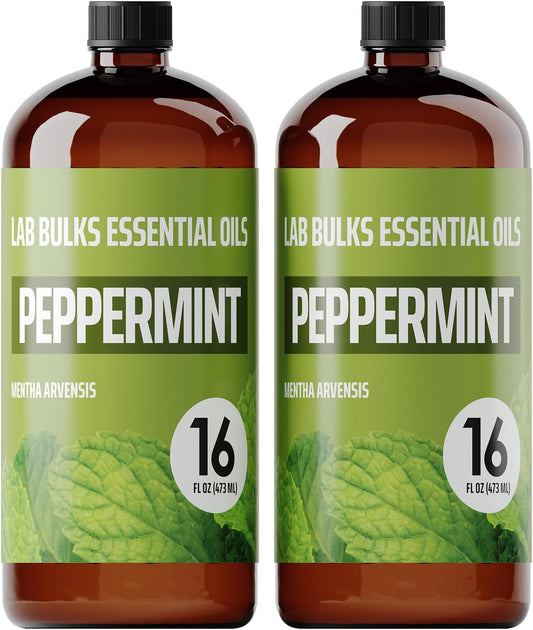 Peppermint Essential Oil (16 oz, 2 Pack) – Bulk Peppermint Oil for Diffusers, Candles, Cleaning & Sprays