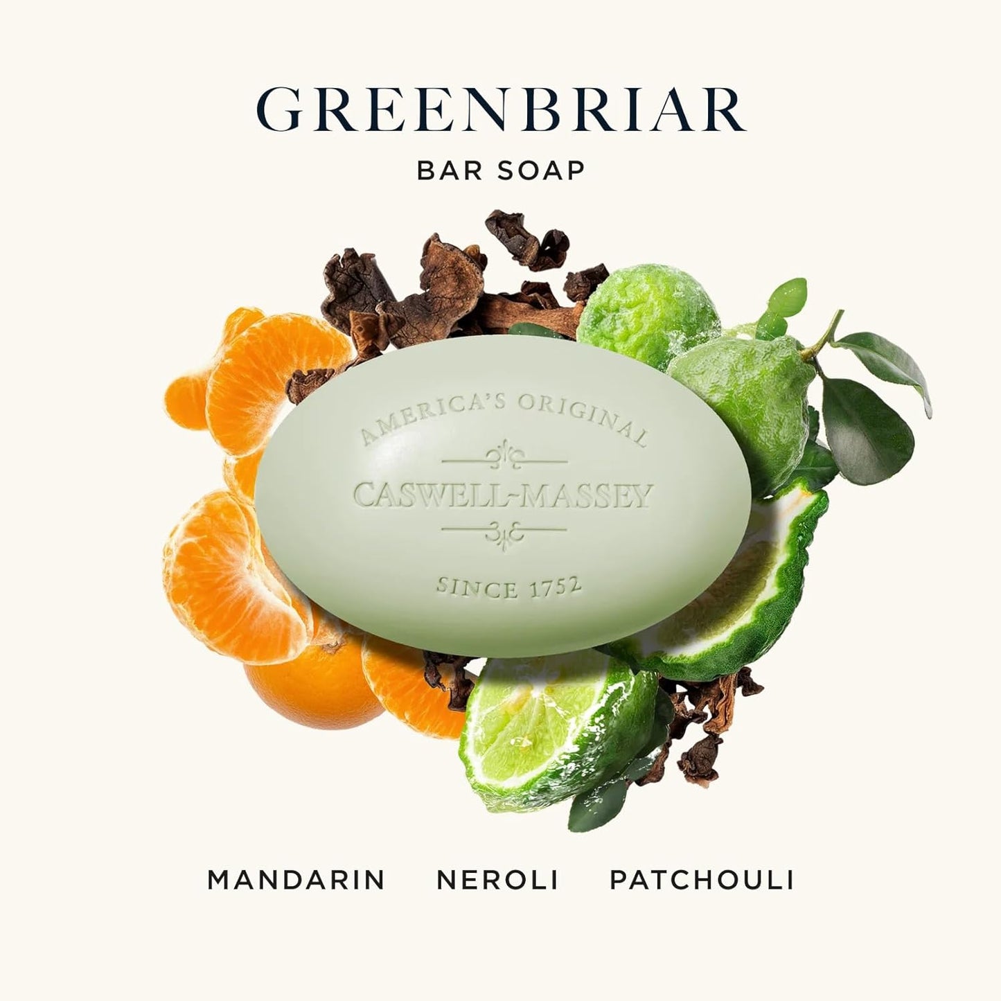 Caswell-Massey Greenbriar Natural Bar Soap for Men, Moisturizing Body Soap Bar for All Skin Types, Made with Essential Oils & Plant-Based Formula for Soft Skin, Made in USA, 5.8 oz