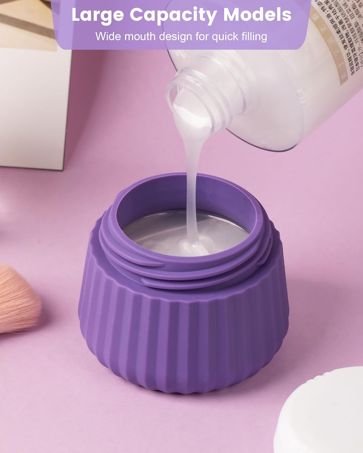 Travel Containers for Toiletries 4 Pack, TSA Approved Travel Size Toiletries, Travel Size Containers, With Clear Bag Leak Proof Silicone Jars, Travel Essentials Creams Jars Carrying Small Items