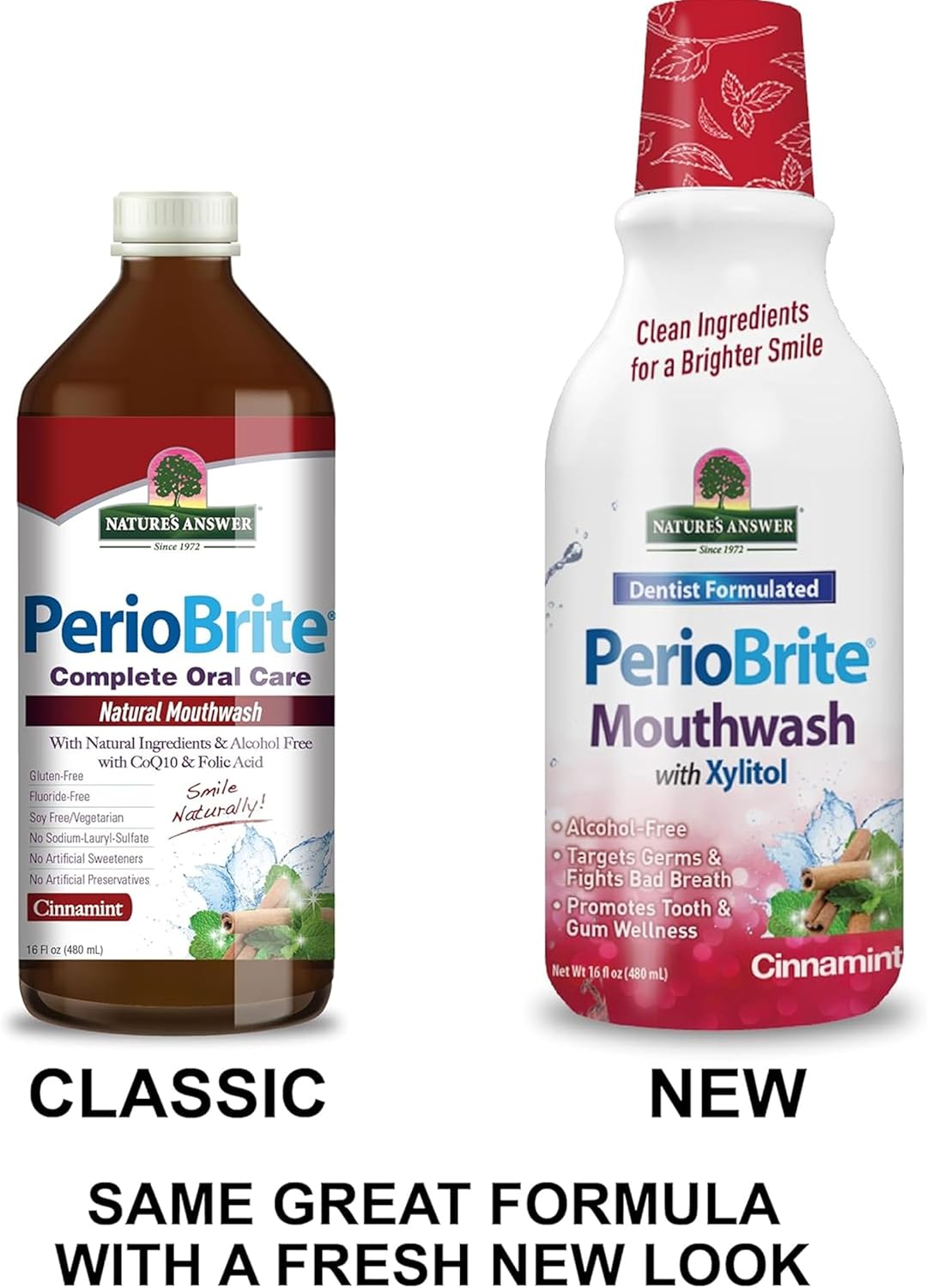 Nature's Answer PerioBrite Alcohol-Free Mouthwash, Cinnamon, 16-Fluid Ounce | Whitens Teeth | Freshens Breath | Removes Plaque | Minimizes Dry Mouth (Pack of 1)