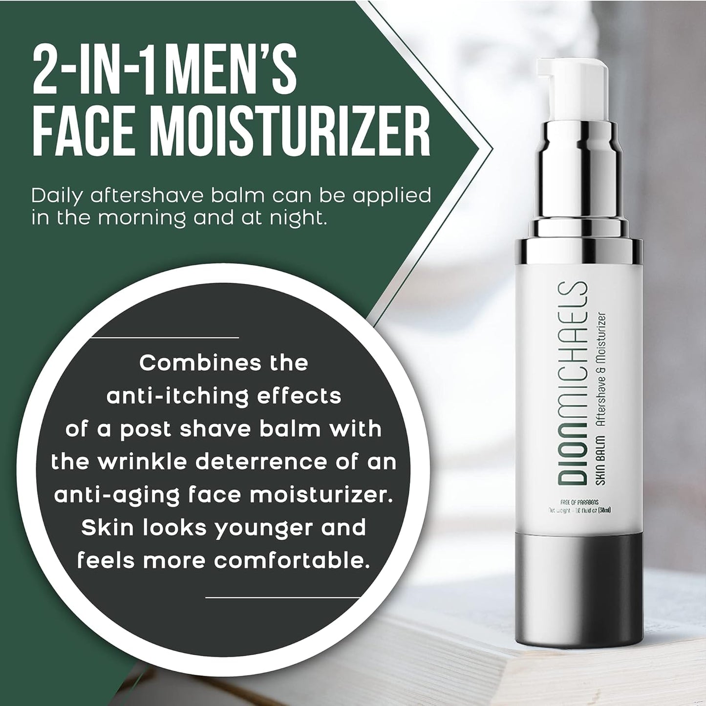 2-in-1 Aftershave Balm and Face Moisturizer for Men - Soothing Post Shave Cream & Moisturizer with Aloe, Argan Oil, Oats, Shea Butter - After Shave Balm for Men - Mens Aftershave, 1oz