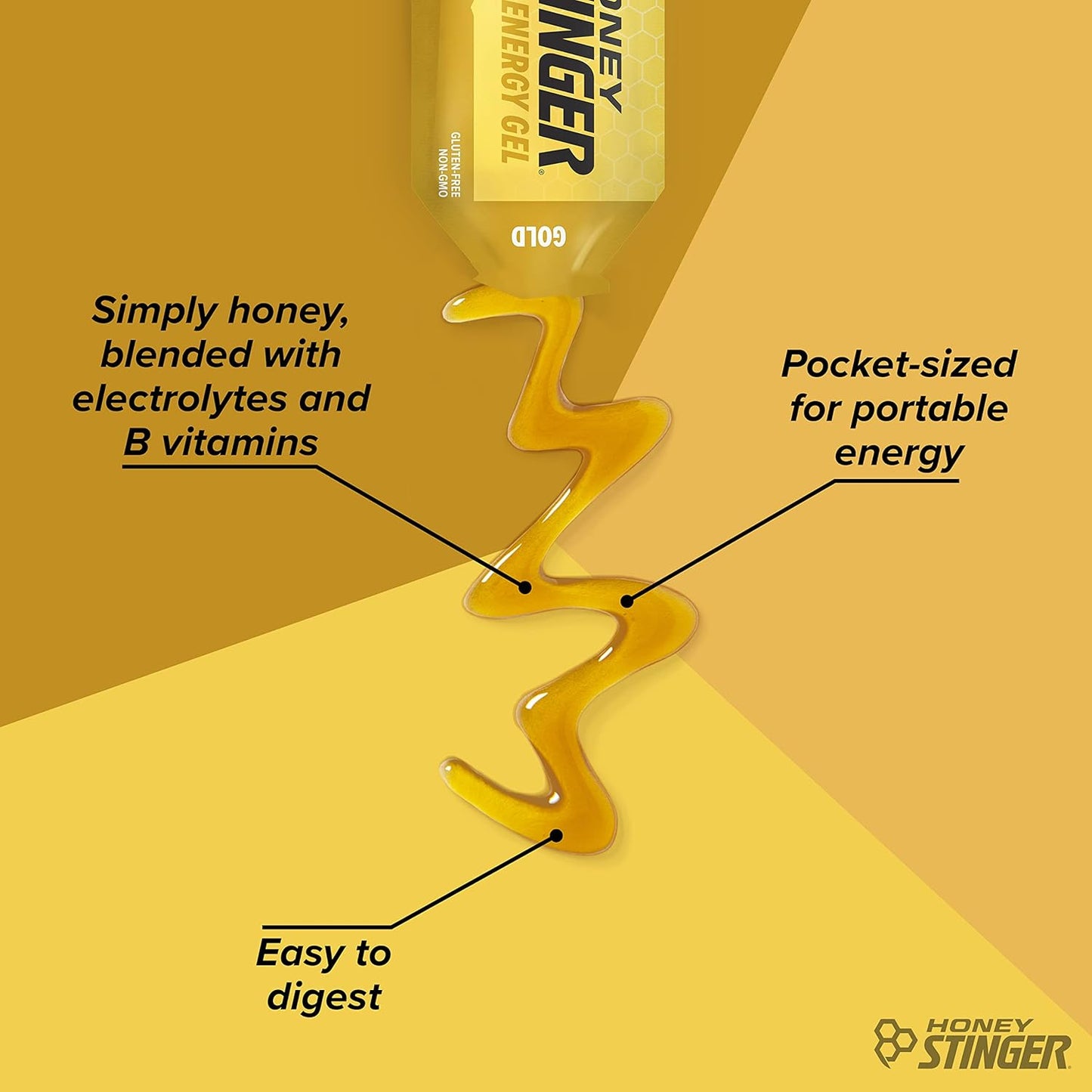 Honey Stinger Gold Energy Gel, Gluten Free & Caffeine Free, for Exercise, Running and Performance, Sports Nutrition for Home & Gym, Pre and Mid Workout, 12 Pack, 13.2 Ounce