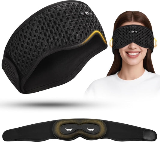 Bluetooth Sleep Mask HF016 Sleep Headphones with Detachable & Washable 3D Contoured Eye Mask, Integrated Adjustable Hook-and-Loop Eye Masks for Sleep, Perfect for Men/Women/Teens Sleep Gifts