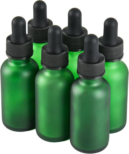 6 Pcs, 1oz Dropper Bottle, Green Glass Eye Dropper Bottle, Tincture Bottles with Dropper, Pretty Finish, Leak-Proof Design, Stronger Suction for All Kinds of Mixed Liquids
