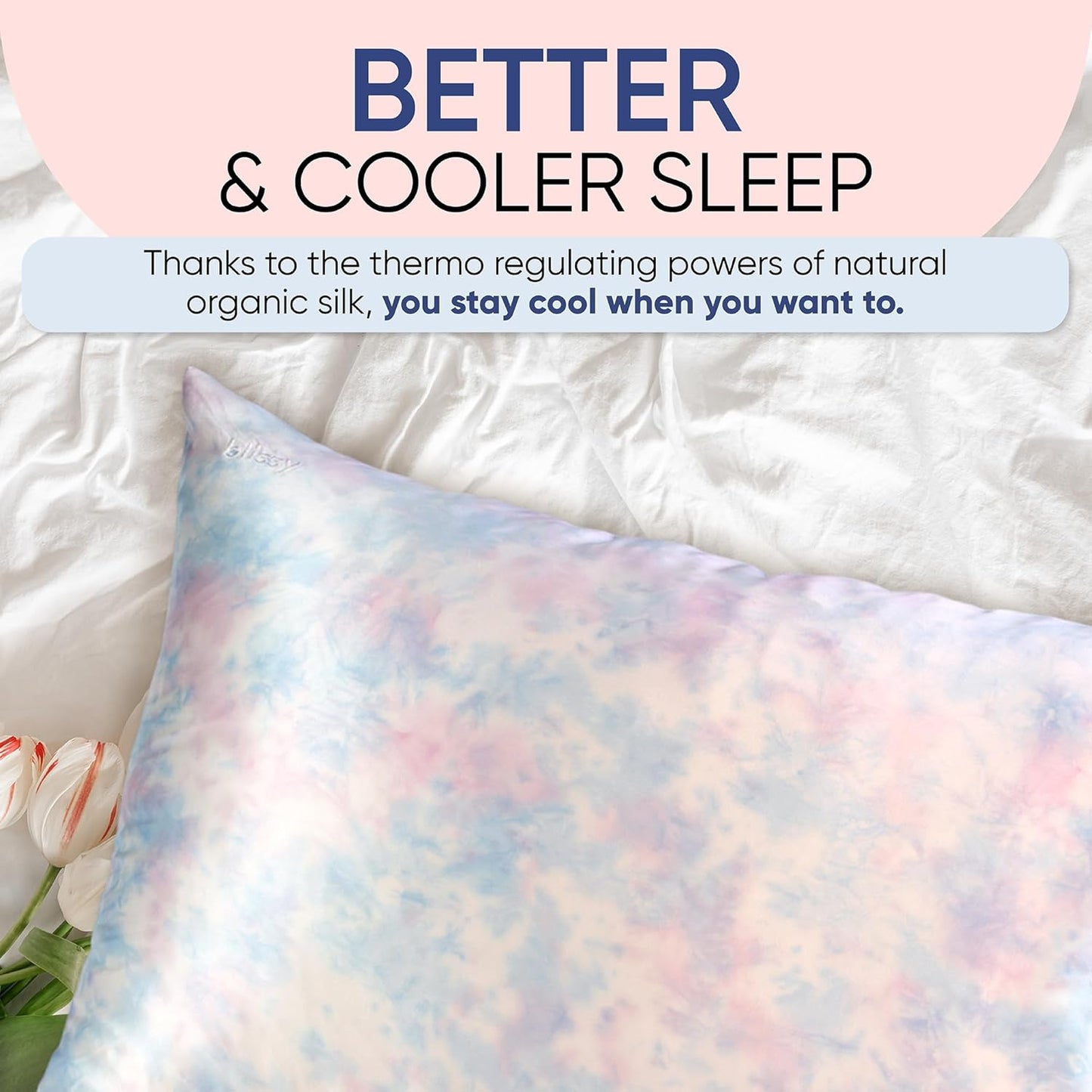 Blissy Silk Pillowcase - 100% Pure Mulberry Silk - 22 Momme 6A High-Grade Fibers - Silk Pillow Cover for Hair & Skin - Regular, Queen & King (Tie Dye, Standard)