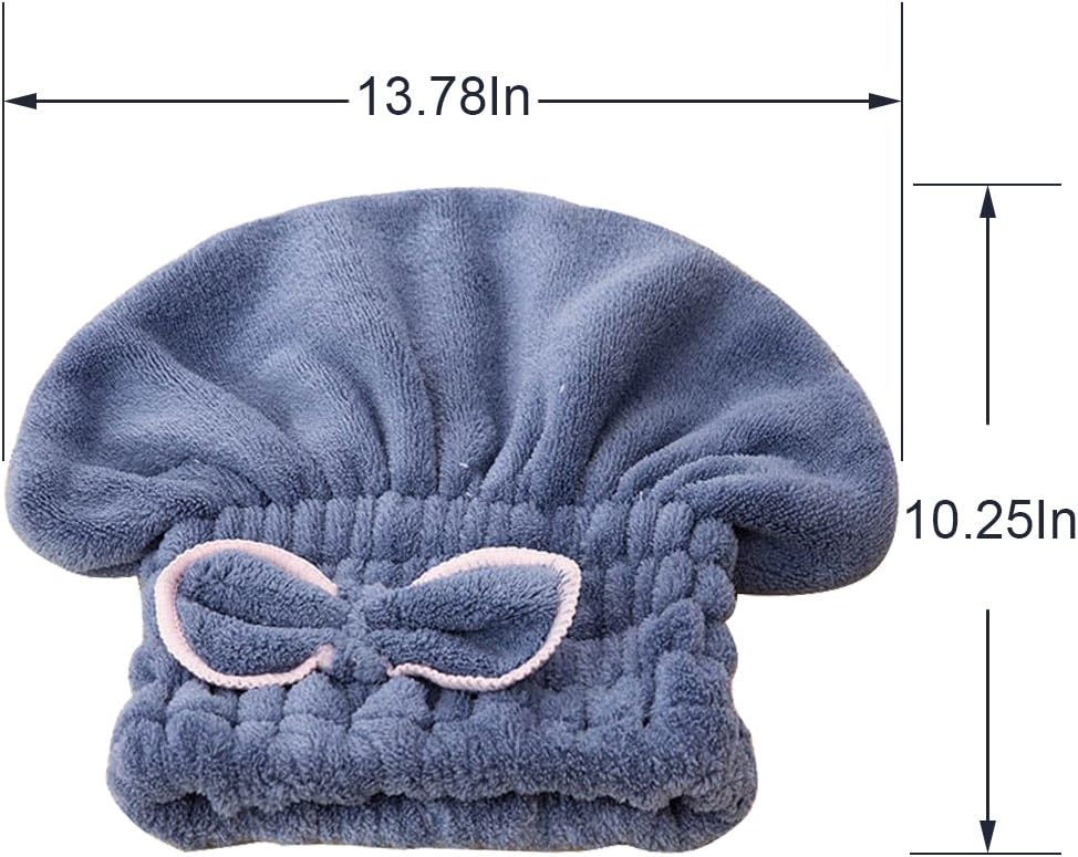 Jseng 2PC Microfiber Hair Drying Caps, Extrame Soft & Ultra Absorbent, Fast Drying Hair Turban Wrap Towels Shower Cap for Girls and Women