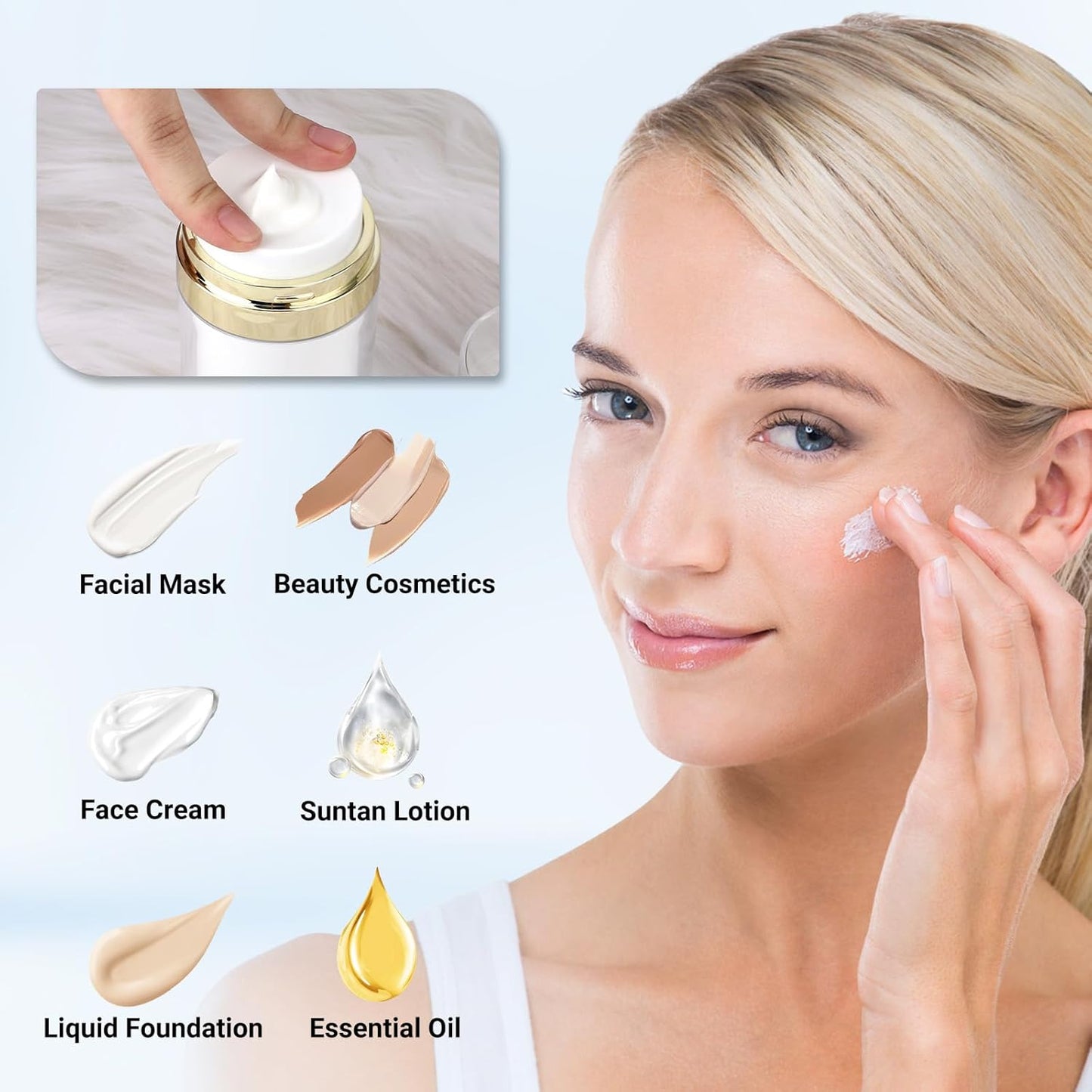 Segbeauty 3.38oz Airless Pump Jar, Empty Makeup Containers 100ml Vacuum Bottle Dispenser, 3pcs Refillable Jar Travel Bottles for Toiletries Moisturizer Container Travel Size for Lotion Moisturizer