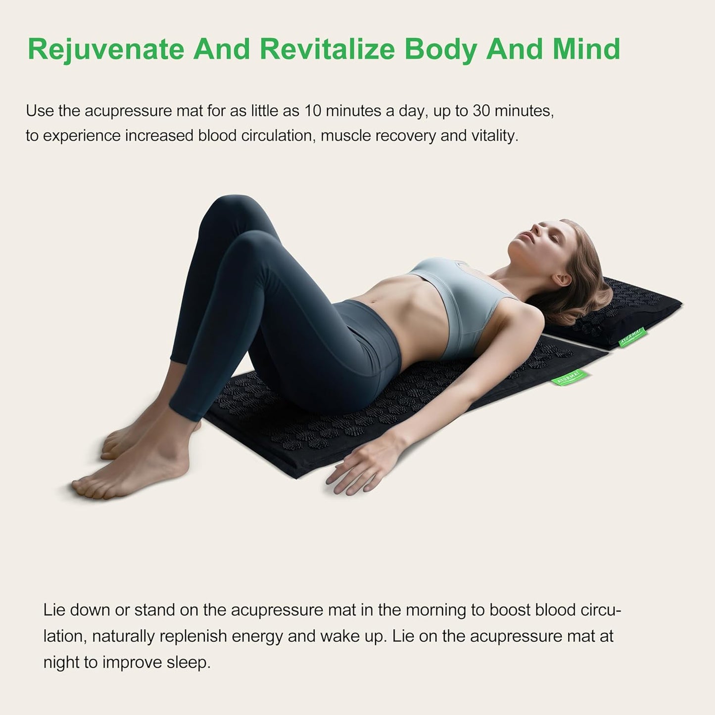 Premium Acupressure Mat and Pillow Set - Natural Eco-Friendly Linen & Coconut Fiber,Ergonomic Design,Relieves Stress & Tension,with Carrying Bag,Full Body Pro Set