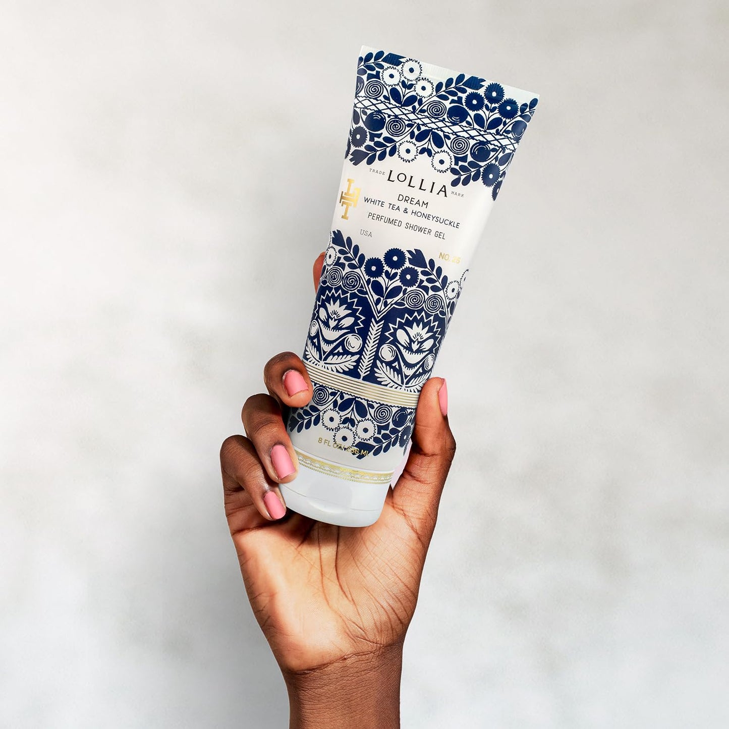 LOLLIA Dream Shower Gel, 8 fl oz, White Tea & Honeysuckle, Luxury Shea Moisture Hydrating Women's Body Wash, Delicate & Relaxing Scented Bath Soap for Self Care