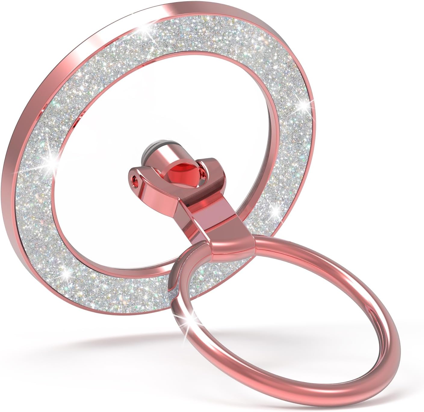 for MagSafe Phone Grip Stand, Magnetic Phone Ring Holder for MagSafe, Magnetic Ring Holder for iPhone. (Glitter Rose Gold)