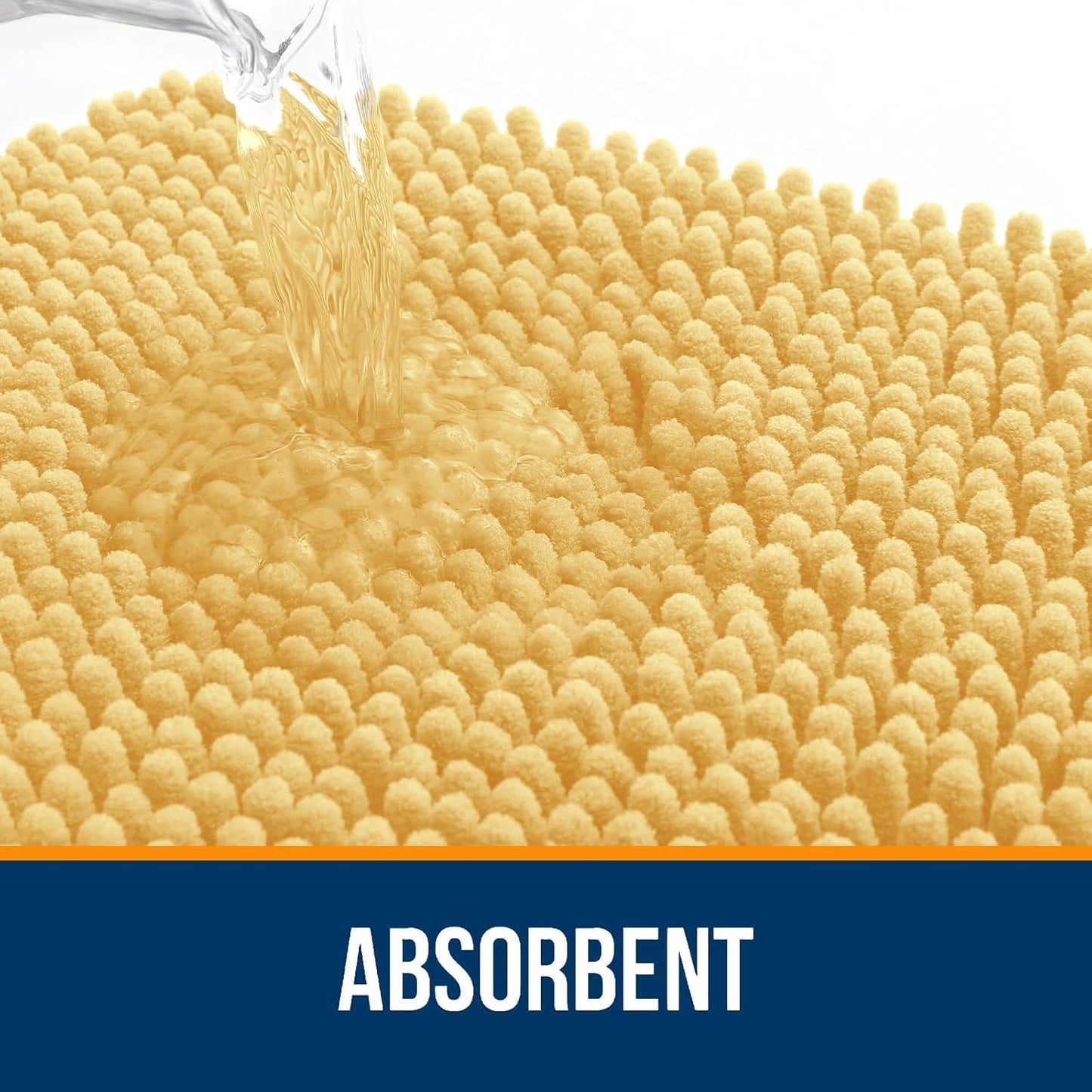 OLANLY Bathroom Rugs 24x16, Extra Soft Absorbent Chenille Bath Rugs, Rubber Backing Quick Dry, Machine Washable Bath Mats for Bathroom Floor, Tub and Shower, Home Decor Accessories, Yellow