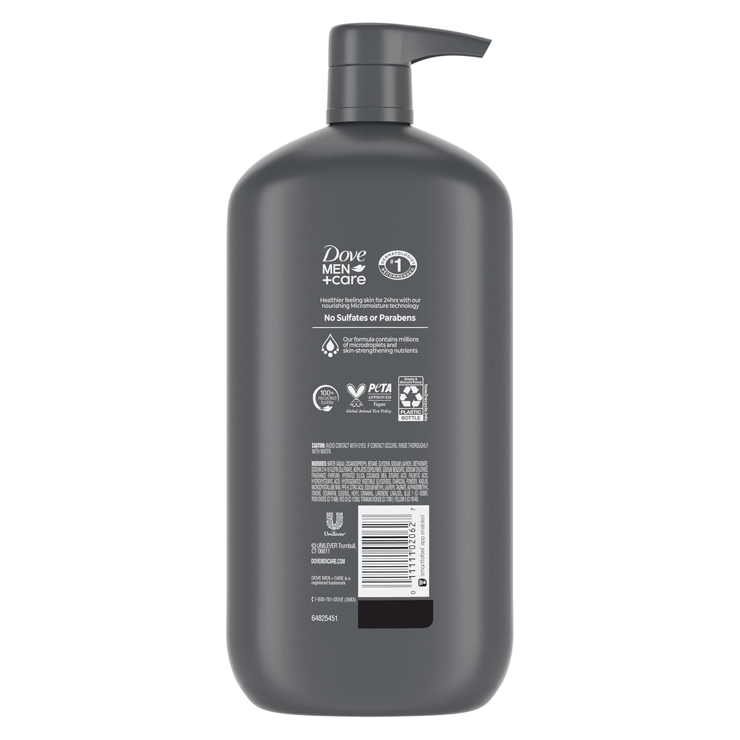 DOVE MEN + CARE Body and Face Scrub Charcoal + Clay Body Wash for Men with 24-Hour Nourishing Micromoisture Technology 30 oz