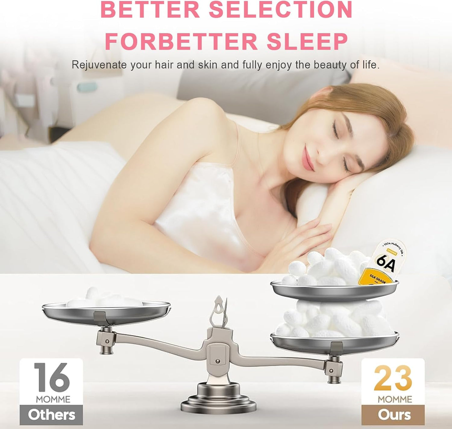 100% Silk Pillowcase 2 Pack for Hair and Skin, Both Sides 23 Momme Grade 6A+ Mulberry Silk Pillowcases with Hidden Zipper, Soft&Smooth Cooling Pillow Cases (Gray, Queen 20×30)