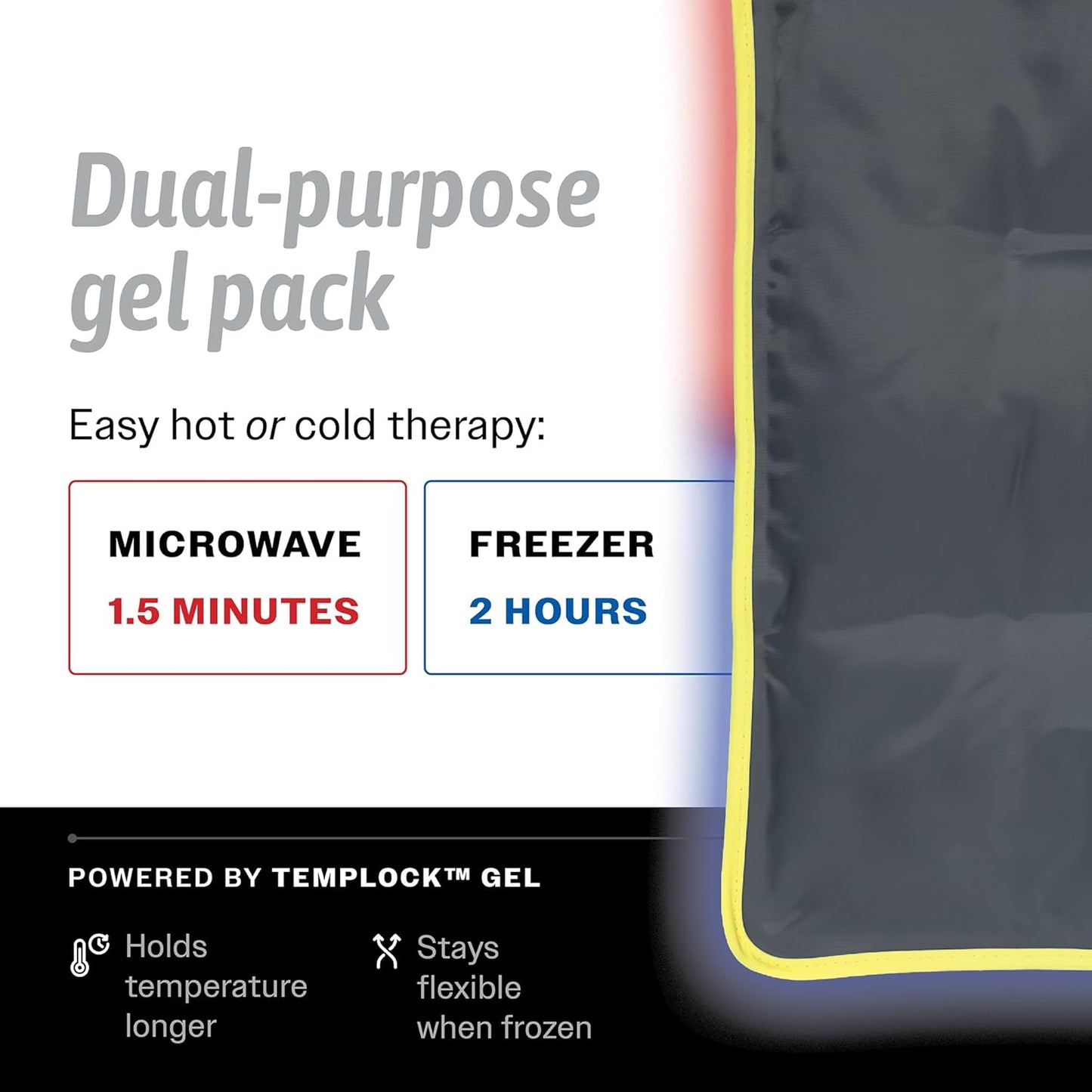 Hot & Cold Reusable Gel Packs (Large, 2 Pack) Flexible Soft Compress - Ice & Heat Therapy for Injuries, Back, Shoulder, Hip, Knee, Joint Pain, Swelling, Bruises, Post Surgery - Sport Temp