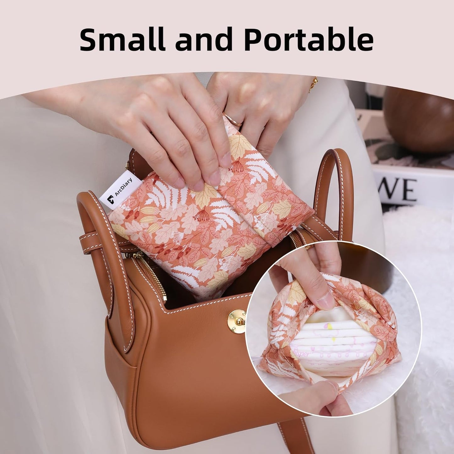 Period Bag for Teen Aged Girls, Portable Sanitary Pad Storage Bag for Teen Pads/Sanitary Napkins/Small Tampons, Feminine Menstrual Cup Pouch (Austere Red)