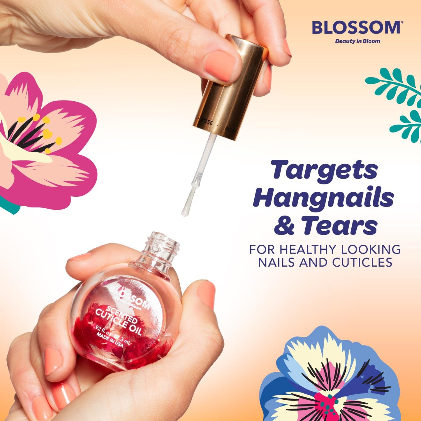 Blossom Cuticle Oil for Nails, Hydrating, Moisturizing, Scented Nail Oil Cuticle Care, Infused with Real Flowers, Made in USA, 0.5 fl. oz, Amazon Exclusive, Coconut