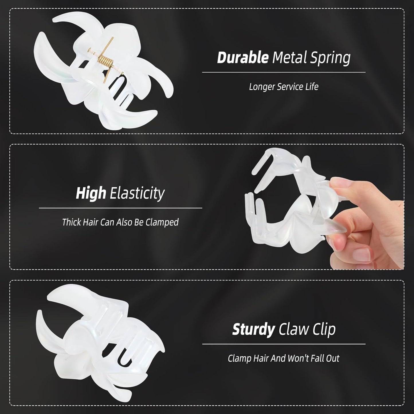 Mermaid Flower Hair Claw Clip for Women Girls 6 PCS Large Plumeria Flower Hair Clips for Thick Thin Hair Hawaii Hair Accessories