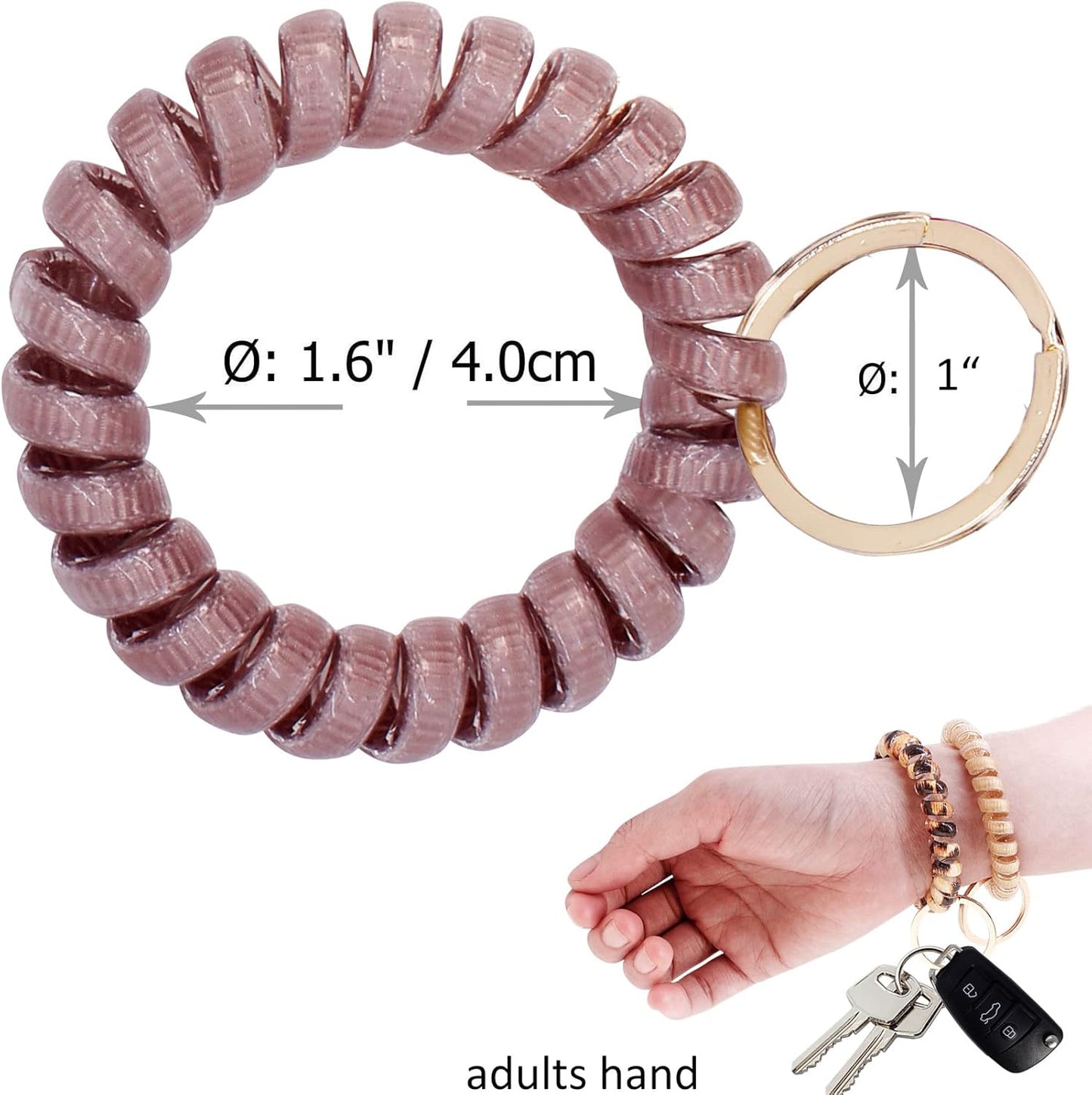 BIHRTC 6PCS Wrist Coil Key Chain Spring Flexible Spiral Wrist Bracelet Wristlet Elastic Stretchable Bracelet Wristband Key Chain Bracelets for Gym Pool Outdoor Sauna Key Ring