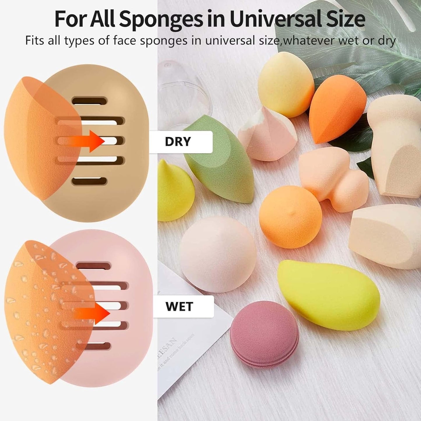2 Pcs Makeup Sponge Holder,Double-Sided Breathable Silicone Beauty Blender Holder for Travel or Daily,Shatterproof Make-up Travel Case Quick Drying Easy to Carry,Grey+Pink