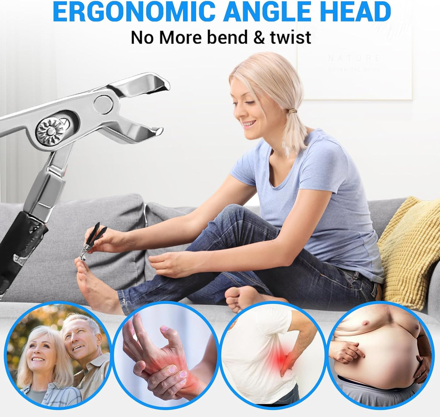 2025 Toenail Clippers for Seniors Thick Toenails, Angled Head Large Toe Nail Clippers for Thick Nails for Men, Heavy Duty Ingrown Toenail Clippers with Wide Jaw, Slanted Nail clippers with Long Handle