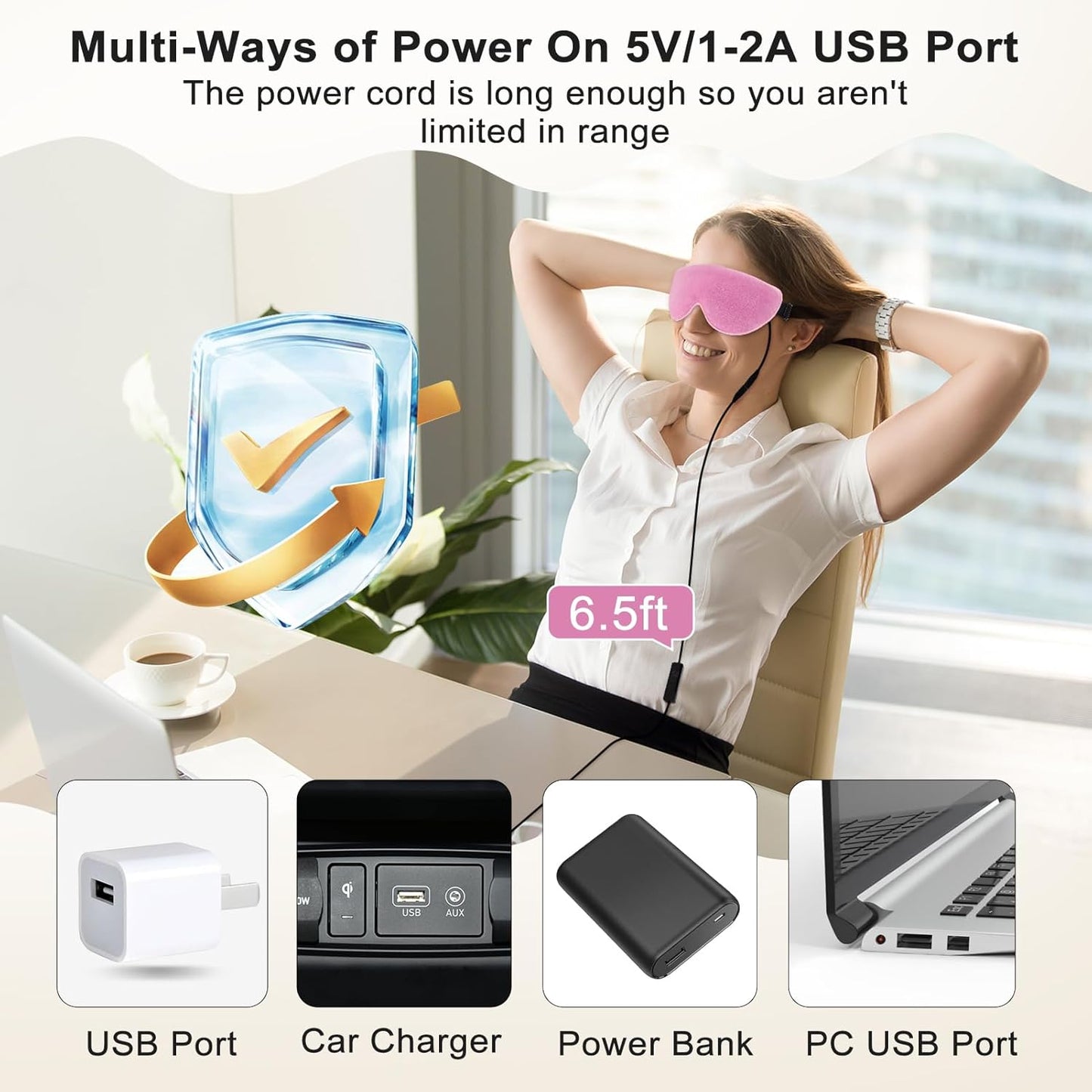 KOVNLO Heated Eye Mask, Washable USB Electric Moist Heat Warm Compress for Eyes, Eye mask with Flaxseed for Dry Eyes, Blepharitis, Chalazion, MGD, Stye Eye Treatment