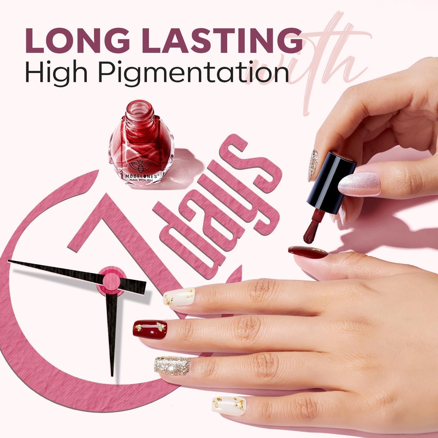 modelones Nail Polish Set 12 Colors Burgundy Red New Year 2025 Nail Polish Set Champagne Gold Glitter Dark Red Purple Shimmer Brown Nail Valentines's Gifts for Women Girl DIY Salon Home