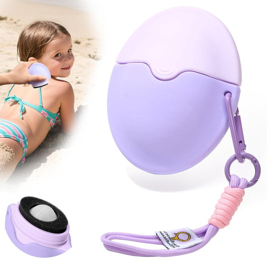 Sunscreen Applicator for Kids with Roller Ball & Soft Sponge - Refillable, Spill-Proof, Travel Size (1.85 oz) - Easy Sunscreen Roll-On for Children, No Mess Baby Sun Lotion Brush