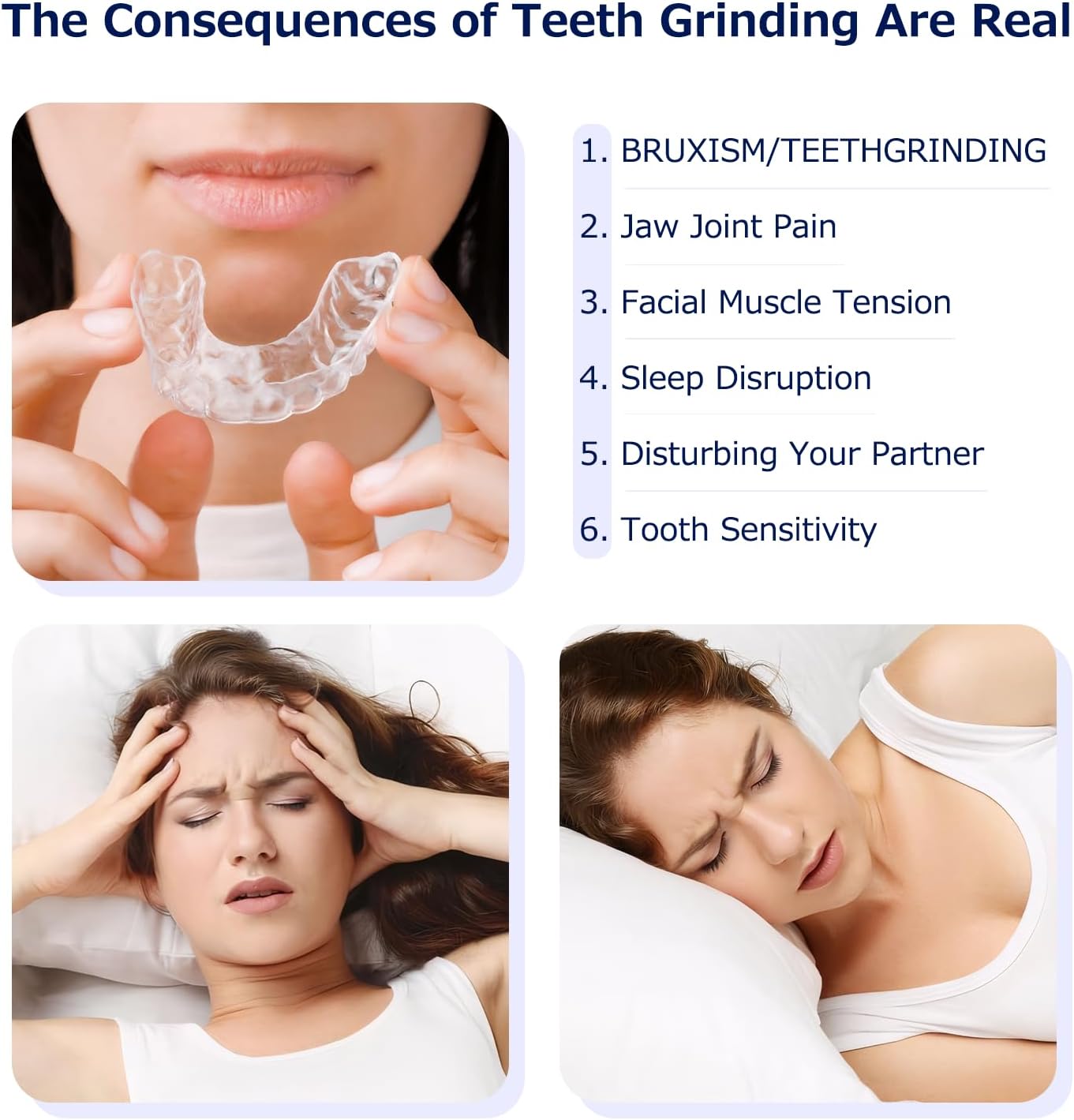 Custom Retainer, Clear Replacement Retainers for Teeth, Night Guard for Adults & Kids, 2 Mouth Guards for Grinding/TMJ