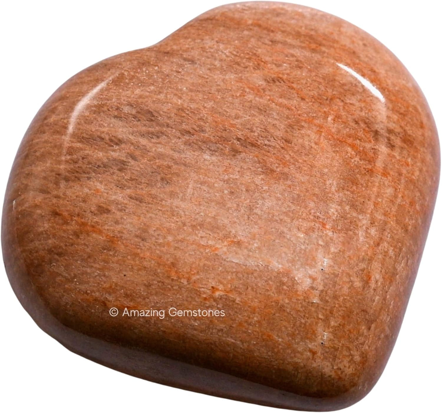 Peach Moonstone Crystal Heart Palm Stone - Pocket Massage Worry Stone for Natural Body Chakra Balancing, Reiki Healing and Crystal Grid