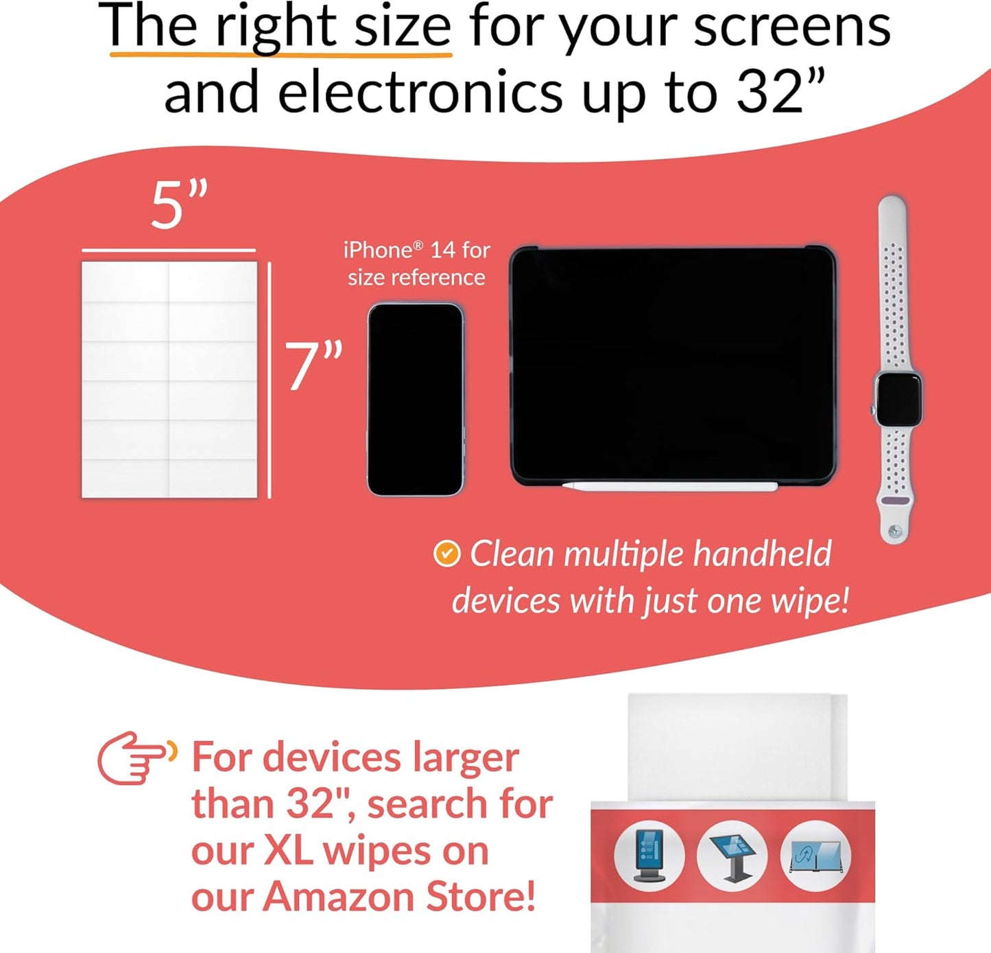 iCloth 70% Isopropyl Alcohol Large Screen and Electronics Wipes, Lint-Free, Streak-Free, Fast-Drying, Removes Dust and Fingerprints (100 Wipes)