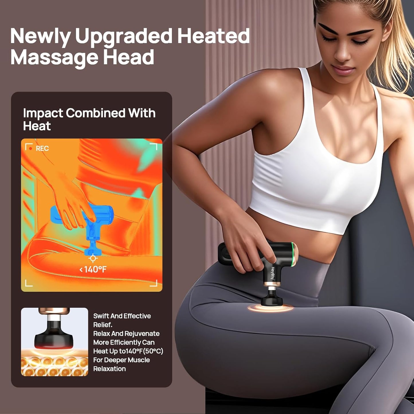 A1 Super Mini Massage Gun, Percussion Deep Tissues Muscle Massager (Heat-Black)