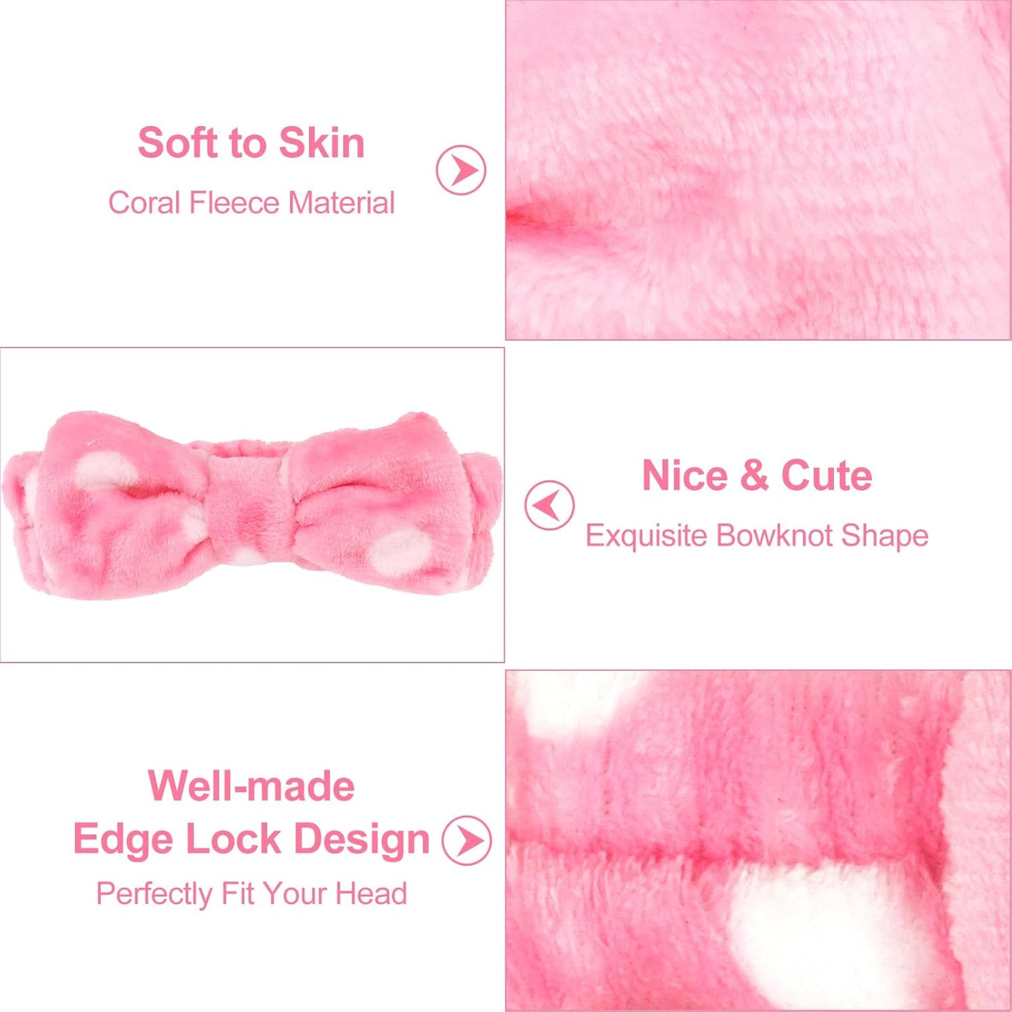 Ondder 8 Pcs Striped Spa Terry Cloth Headbands - Face Wash, Skincare, and Makeup Headbands with Cute Bow for Women