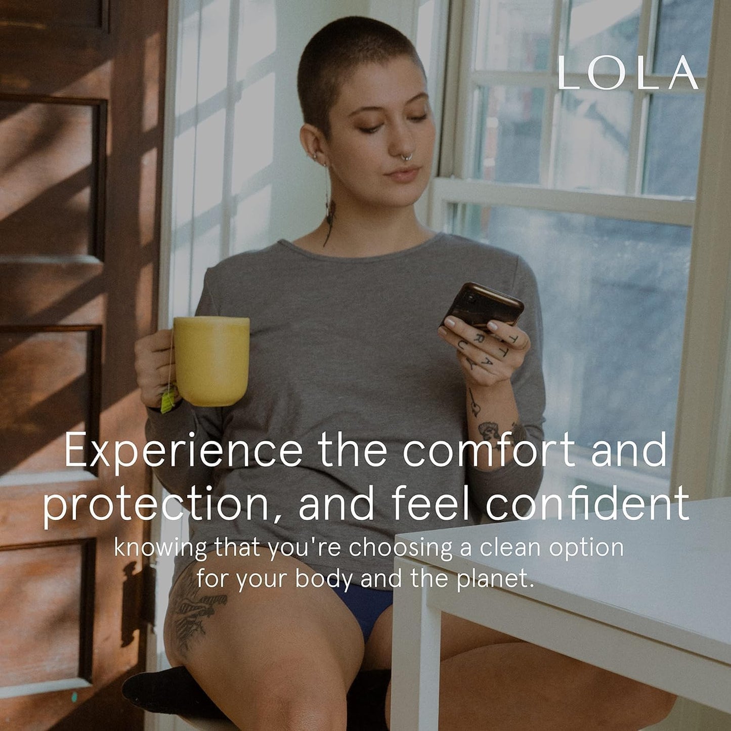 LOLA Non-Toxic Cotton Pads for Women - 36 Count, Regular, Ultra Thin with Wings - Organic Pads & Panty Liners for Women